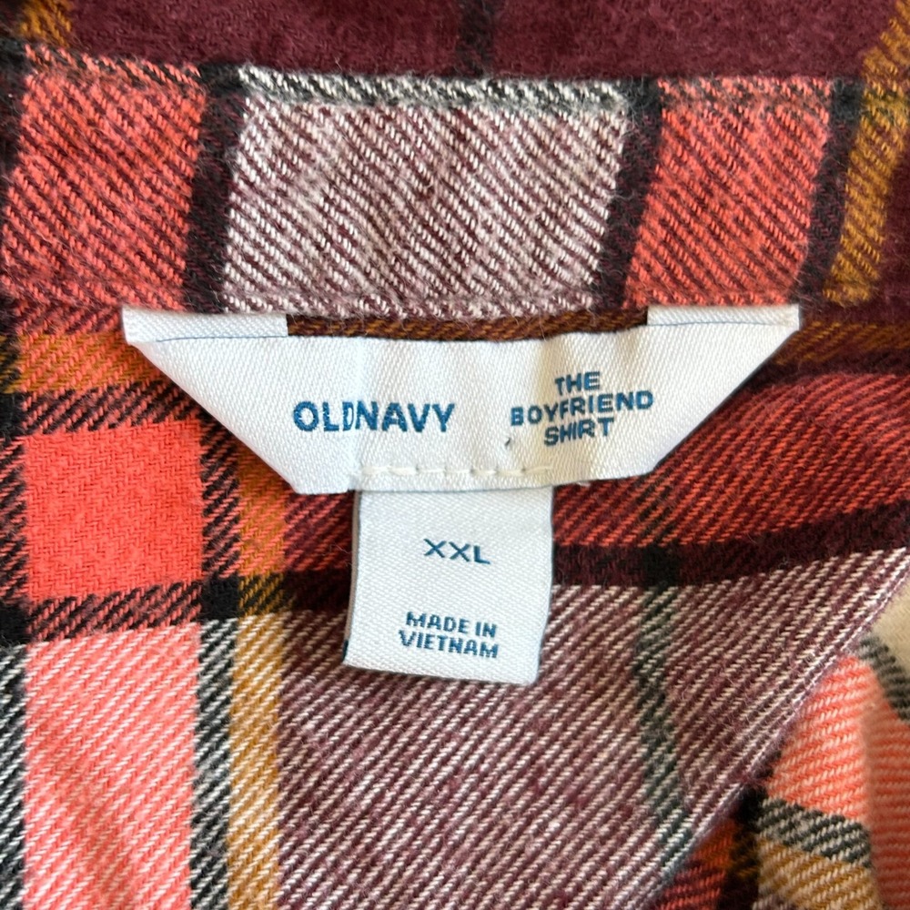 Old Navy Women Boyfriend Shirt XXL Flannel Button‎ Up Grunge Plaid Y2K 17668x - Picture 4 of 10
